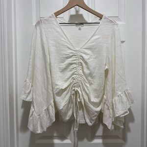 EARTHBOUND Cream Ruched Blouse